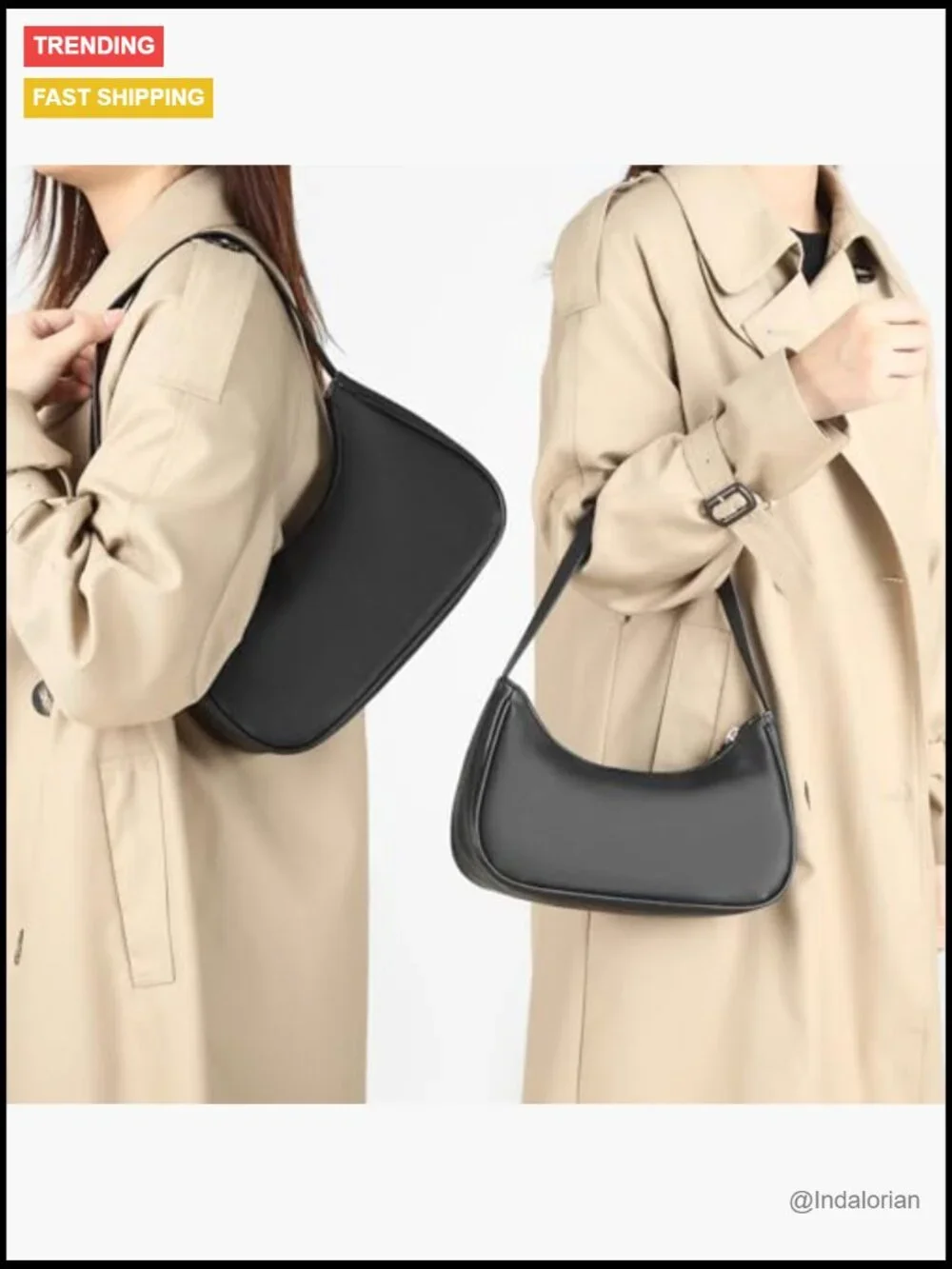 Vegan Leather Hobo Sling Tote Handbag with Zipper Closure